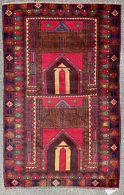 BALOUCH HAND KNOTTED PRAYER RUG, NEW, 3.0 x 4.8 (91cm x 142cm)