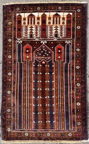 BALOUCH HAND KNOTTED PRAYER RUG, NEW, 2.9 x 4.6 (84cm x 137cm)