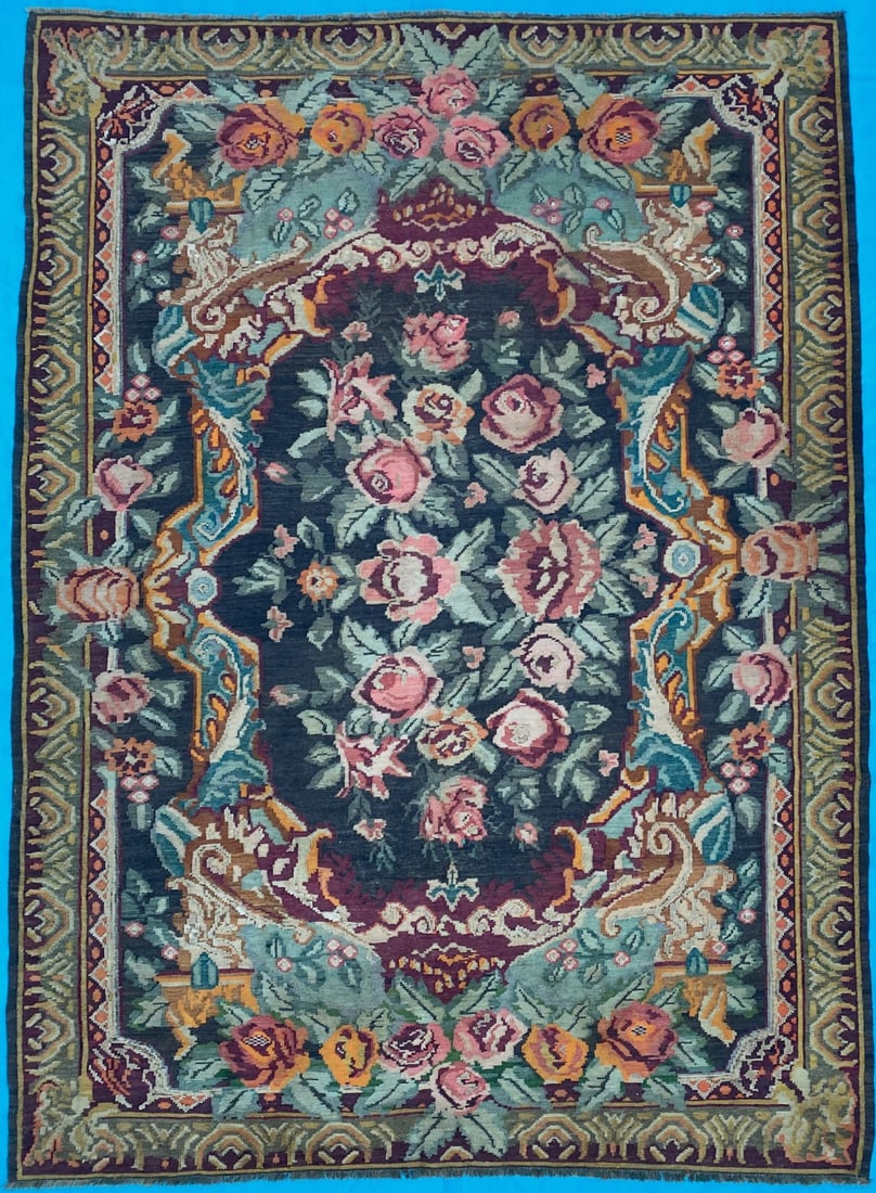 FRENCH STYLE AUBUSSON FLAT WEAVE HAND KNOTTED RUG, 7.1 x 9.9 (216cm x 297cm) (1 of 5)