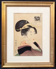 JAPANESE WOODBLOCK PRINT BY KITAGAWA UTAMARO (1753-1806) TITLED SOJO HENJO, FROM THE SIX SELECTED