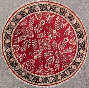 ROUND SAROUK HAND KNOTTED RUG, 9.9 DIAMETER (297cm)