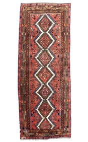 ANTIQUE PERSIAN HAMADAN HAND KNOTTED RUNNER, 3.7 x 9.3 (109cm x 282cm)