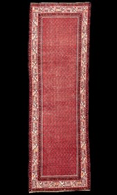 ANTIQUE PERSIAN SARABAND MIR HAND KNOTTED RUNNER, 3.5 x 10.8 (104cm x 325cm)