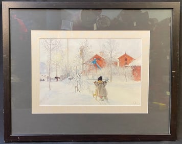 CARL LARSSON (1853-1919) LITHOGRAPH TITLED THE YARD AND WASH-HOUSE, 21.5IN x 27.0IN (55cm x 69cm)