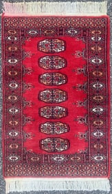 BUKHARA HAND KNOTTED RUG, 2.0 x 3.2 (61cm x 97cm)