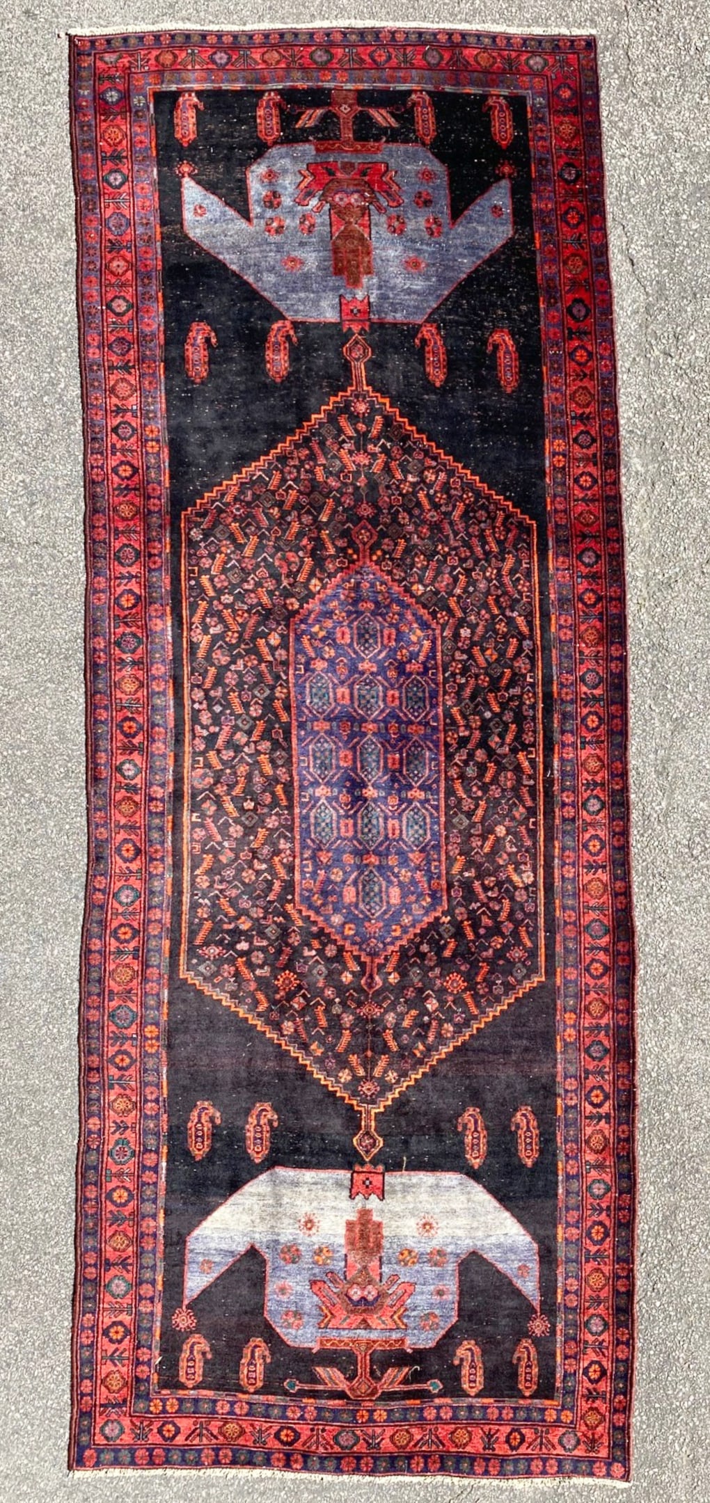 ANTIQUE PERSIAN SHIRAZ HAND KNOTTED RUG, 5.0 x 13.4 (152cm x 406cm) (1 of 5)