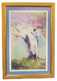 LOUIS ICART (1988-1950) LITHOGRAPH TITLED SPRING BLOSSOMS, SIGNED, 23IN x 33IN (58cm x 84cm)