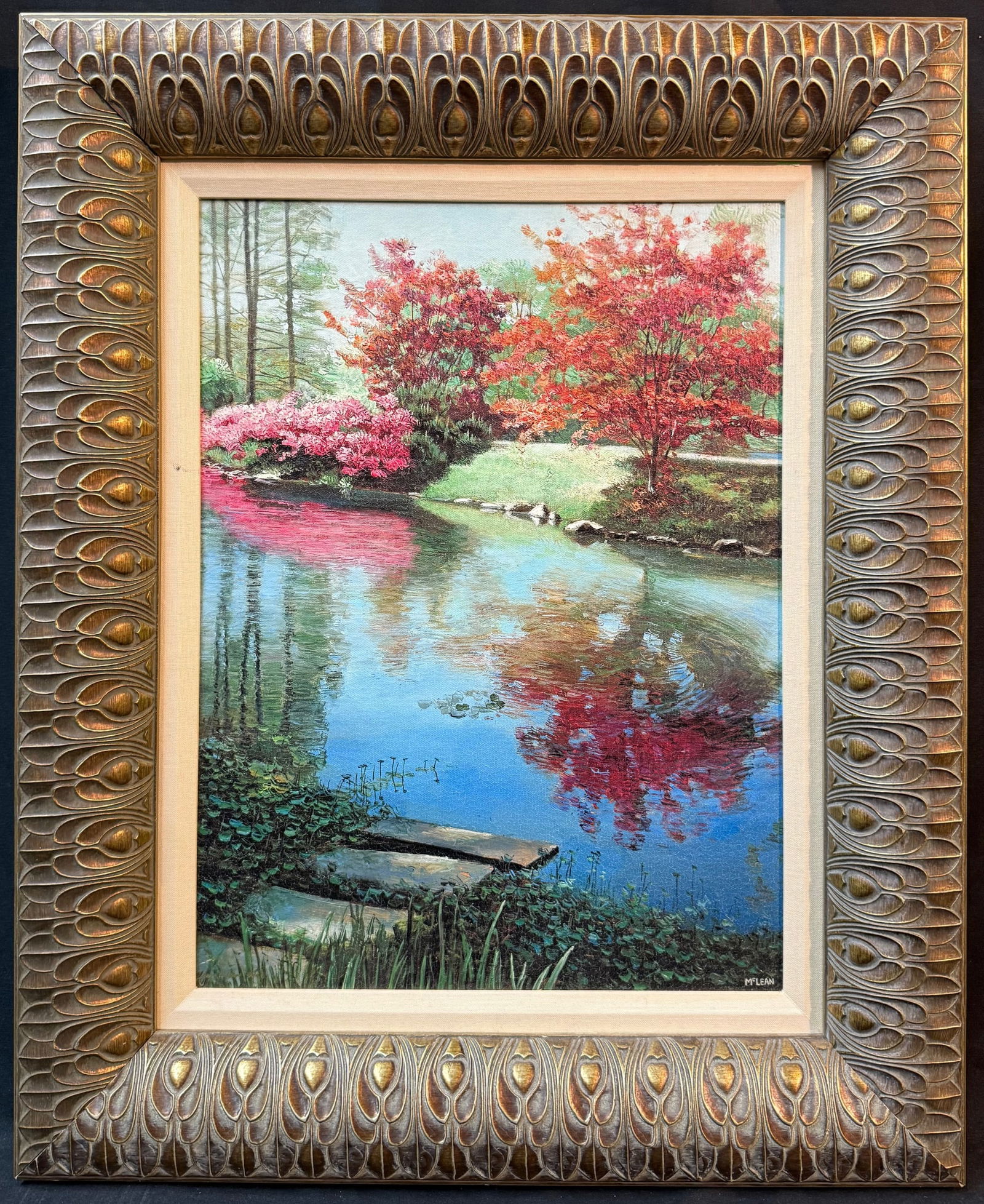 JOHN MCLEAN (1944) SIGNED GICLEE ON CANVAS, 22.0IN x 27.5IN (56cm x 70cm): John McLean (1944) signed giclee on canvas. This piece is signed by the artist in plate in the lower right. With frame, it measures 22.0 inches x 27.5 inches. This piece was acquired from a Virginia A