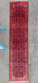 EXTRA LONG ANTIQUE PERSIAN MALAYER HAND KNOTTED RUNNER, 4.0 x 16.8 (122cm x 508cm)