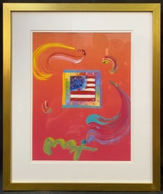 PETER MAX (BORN 1937) ORIGINAL LITHOGRAPH TITLED FLAG, 20.5IN x 24.5IN (52cm x 62cm)