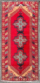 VINTAGE PERSIAN KAZAK HAND KNOTTED RUG – 3.1 x 6.8 (94cm x 203cm)