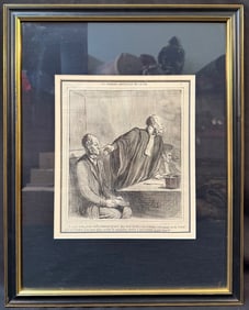 HONORE DAUMIER (1808-1879) ORIGINAL LITHOGRAPH TITLED I THINK I HAVE GIVEN SUFFICIENT PROOF 17.5IN x