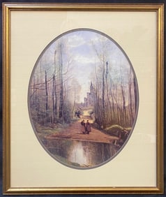 JEAN BAPTISTE CAMILLE COROT (1796-1875) LITHOGRAPH TITLED THE CHURCH OF MATISSEL, 21.5IN x 25.5IN