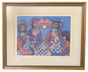 ELKE SOMMER (1940) LIMITED EDITION, HAND SIGNED LITHOGRAPH TITLED THE GAMBLERS – 28IN x 33IN