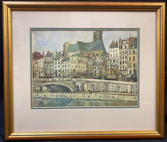 MAURICE UTRILLO (1883-1955) LITHOGRAPH TITLED HOTEL DE VILLE QUAY, 13IN x 15IN (33cm x 38cm)