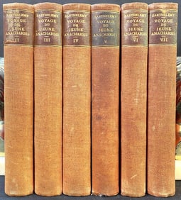 VOYAGE DU JEUNE ANACHARSIS EN GRECE PAR L'ABBE BARTHELEMY, 6 VOLUMES, 1825