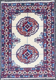BUKHARA TURKMEN HAND KNOTTED RUG, 2.0 x 2.11 (61cm x 89cm)