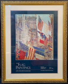CHILDE HASSAM (1859-1935) LITHOGRAPH TITLED DISPLAY OF FLAGS ON ALLIES DAY, MAY 1917, ANNOUNCING