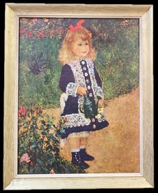 PIERRE AUGUSTE RENOIR (1841-1919) REPRODUCTION TITLED GIRK WITH A WATERING CAN, 26IN x 32IN (66cm x