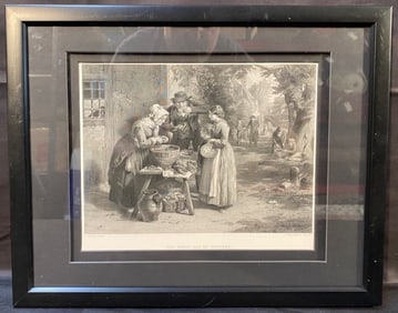 ENGRAVING TITLED THE FIRST DAY OF OYSTERS AFTER PAINTING BY GEORGE SMITH (1829-1901) – 11IN x 14IN