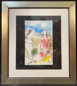 MARC CHAGALL (1887-1985) ORIGINAL LITHOGRAPH TITLED LE COUPLE AU CREPUSCULE, 21.5IN x 24IN (55cm x