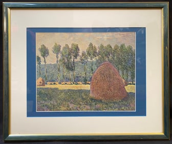 CLAUDE MONET (1840-1926) LITHOGRAPH TITLED UNE MEULE PRES DE GIVERNY, 15IN x 18IN (38cm x 46cm)