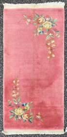 ART DECO HAND KNOTTED RUG , 2.0 x 4.0 (61cm x 122cm)