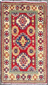 KAZAK HAND KNOTTED RUG, NEW, 1.11.x 3.4 (58cm x 102cm)