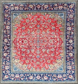 ANTIQUE PERSIAN ISFAHAN HAND KNOTTED RUG, 8.9 x 9.9 (267cm x 297cm)