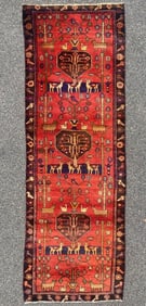 ANTIQUE PERSIAN TREE OF LIFE PICTORIAL HAND KNOTTED RUNNER, 3.3 x 9.6 (99cm x 290cm)