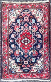 ANTIQUE PERSIAN KASHAN HAND KNOTTED RUG, 1.7 x 2.6 (48cm x 76cm)