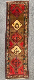 ANTIQUE PERSIAN HAMADAN HAND KNOTTED RUNNER, 3.2 x 10.4 (97cm x 315cm)