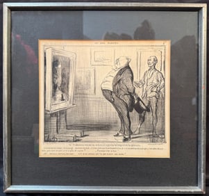 HONORE DAUMIER (1808-1879) ORIGINAL LITHOGRAPH TITLED M. PRUDHOMME VISITANT LES ATALIERS A
