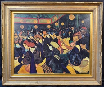 VAN GOGH LIMITED EDITION TEXTURED PRINT ON CANVAS TITLED THE DANCE HALL AT ARLES, 32IN x 38IN (81cm