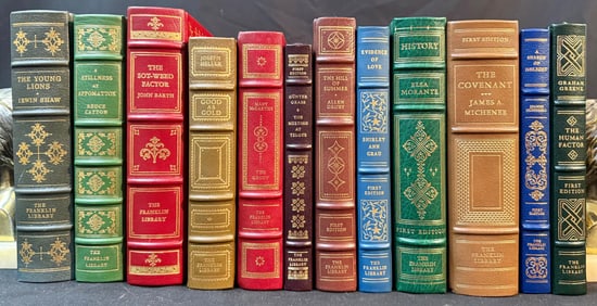 FRANKLIN LIBRARY FIRST EDITION BOOKS SERIES, 5 HAND SIGNED, 12 VOLUMES, 1980S