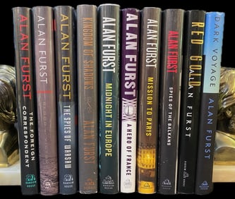 ALLEN FURST BOOK SET, 10 VOLUMES, 8 SIGNED FIRST EDITIONS