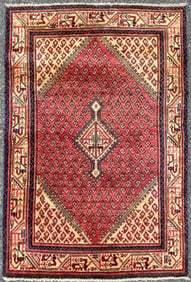 ANTIQUE PERSIAN BIDJAR HAND KNOTTED RUG, 3.3 x 4.10 (99cm x 147cm)