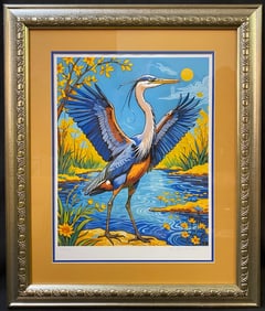 VAN GOGH LIMITED COMPANY LIMITED EDITION, HAND SIGNED LITHOGRAPH TITLED GREAT BLUE HERON WITH COA,
