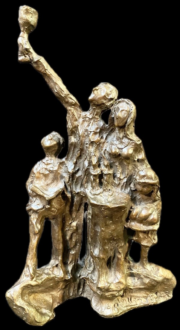 PHILIP RATNER (20TH CENTURY) BRONZE STATUE OF CELEBRATION GROUP, 6.62IN x 4IN (16.8cm x 10.2cm) (1 of 6)