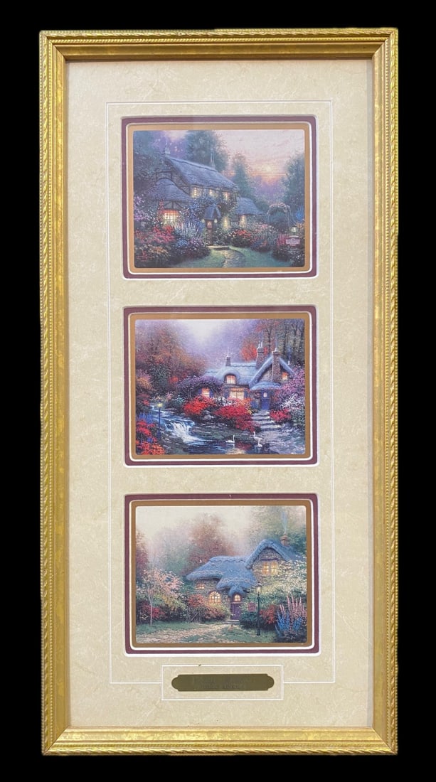 THOMAS KINKADE (1958-2012) LIMITED EDITION, LANDSCAPE TRIPLE PRINTS WITH COA TITLED COTTAGE (1 of 6)