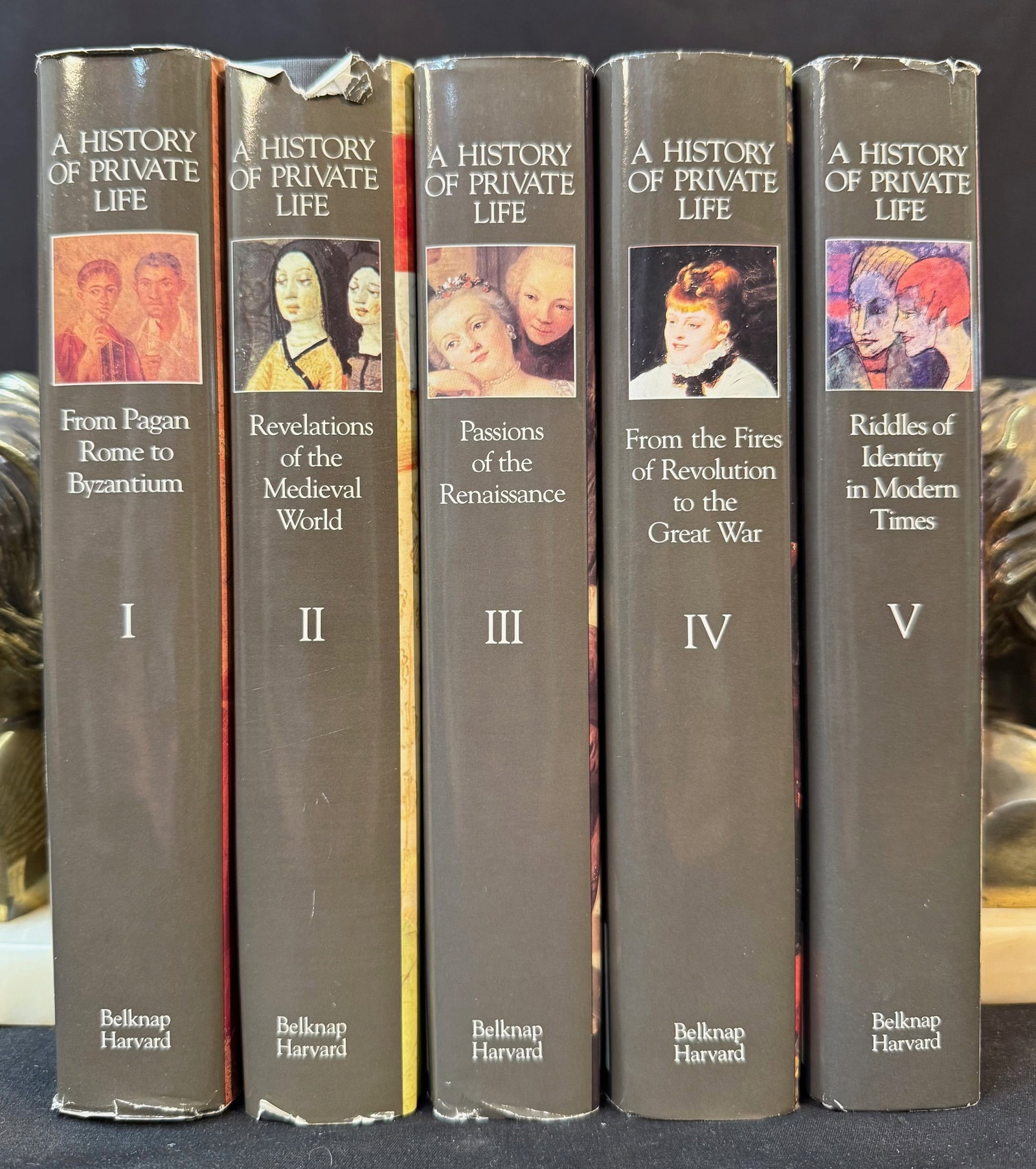 A HISTORY OF PRIVATE LIFE, 5 VOLUMES, 1987: Cambridge, MA. 1987. The Belknap Press of Harvard University Press. Complete in 5 volumes, all in Near Fine, unread condition. All bound in cloth hard cover and all with dust jackets. There are no own