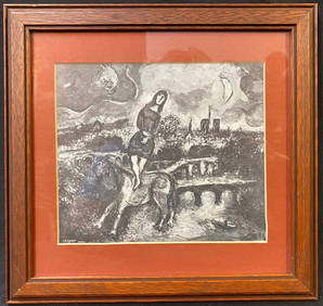MARC CHAGALL (1887-1985) ORIGINAL LITHOGRAPH TITLED PROMENADE SUR LES QUAIS, 10.5IN x 10.5IN (27cm x (1 of 3)