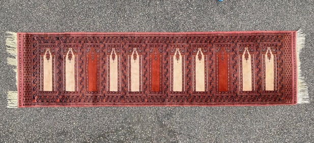 BUKHARA HAND KNOTTED PRAYER RUNNER, 2.8 x 10.0 (81cm x 305cm)
