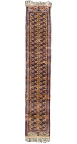 VINTAGE BUKHARA HAND KNOTTED RUNNER, 2.4 x 12.2 (71cm x 371cm)
