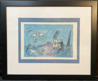 MARC CHAGALL (1887-1985) ORIGINAL LITHOGRAPH TITLED LE PEINTRE ET SON DOUBLE, 1981, 29.5IN x 35.5IN