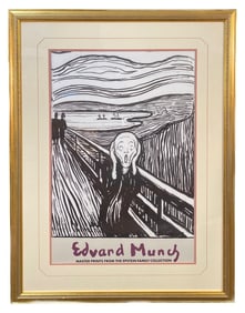 EDVARD MUNCH (1863-1944) ORIGINAL NATIONAL GALLERY EXHIBIT POSTER FOR HIS MASTER PRINTS, 32IN x 41IN
