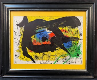 JOAN MIRO (1893-1983) ORIGINAL LIMITED-EDITION LITHOGRAPH TITLED SOBRETEIXIMS, 23IN x 28.5IN (58cm x