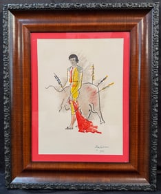 JEAN COCTEAU (1889-1963) SIGNED LIMITED EDITION LITHOGRAPH TITLED TAUREAUX, 19IN x 23IN (48cm x