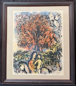 MARC CHAGALL (1887-1985) ORIGINAL LITHOGRAPH TITLED LA SAINTE FAMILIE WITH COA, 30.5IN x 35.5IN