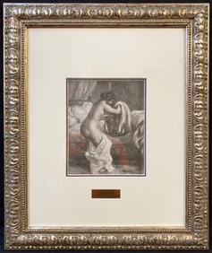 PIERRE AUGUSTE RENOIR (1841-1919) LIMITED EDITION GRAVURE TITLED PREPARING FOR BED WITH COA, 20IN x